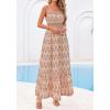 imageBTFBM Summer Dresses for Women 2026 Sleeveless Spaghetti Strap High Waist Boho Beach Vacation Clothes Spring Maxi DressApricot Geometry
