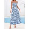 imageBTFBM Summer Dresses for Women 2026 Sleeveless Spaghetti Strap High Waist Boho Beach Vacation Clothes Spring Maxi DressFloral White Blue