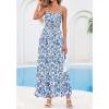imageBTFBM Summer Dresses for Women 2026 Sleeveless Spaghetti Strap High Waist Boho Beach Vacation Clothes Spring Maxi DressFloral White Blue