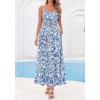 imageBTFBM Summer Dresses for Women 2026 Sleeveless Spaghetti Strap High Waist Boho Beach Vacation Clothes Spring Maxi DressFloral White Blue