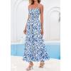 imageBTFBM Summer Dresses for Women 2026 Sleeveless Spaghetti Strap High Waist Boho Beach Vacation Clothes Spring Maxi DressFloral White Blue