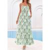 imageBTFBM Summer Dresses for Women 2026 Sleeveless Spaghetti Strap High Waist Boho Beach Vacation Clothes Spring Maxi DressFloral White Green