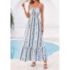 imageBTFBM Summer Dresses for Women 2026 Sleeveless Spaghetti Strap High Waist Boho Beach Vacation Clothes Spring Maxi DressPrint Blue Apricot