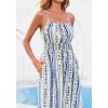 imageBTFBM Summer Dresses for Women 2026 Sleeveless Spaghetti Strap High Waist Boho Beach Vacation Clothes Spring Maxi DressPrint Blue Apricot