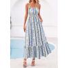 imageBTFBM Summer Dresses for Women 2026 Sleeveless Spaghetti Strap High Waist Boho Beach Vacation Clothes Spring Maxi DressPrint Blue Apricot