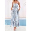 imageBTFBM Summer Dresses for Women 2026 Sleeveless Spaghetti Strap High Waist Boho Beach Vacation Clothes Spring Maxi DressPrint Blue Apricot