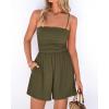 imageBTFBM Summer Rompers For Women 2026 Casual One Piece Spaghetti Strap Sleeveless Shorts Jumpsuit Beach Vacation OutfitsArmy Green