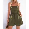 imageBTFBM Summer Rompers For Women 2026 Casual One Piece Spaghetti Strap Sleeveless Shorts Jumpsuit Beach Vacation OutfitsArmy Green