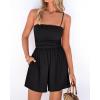 imageBTFBM Summer Rompers For Women 2026 Casual One Piece Spaghetti Strap Sleeveless Shorts Jumpsuit Beach Vacation OutfitsBlack