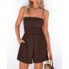imageBTFBM Summer Rompers For Women 2026 Casual One Piece Spaghetti Strap Sleeveless Shorts Jumpsuit Beach Vacation OutfitsBrown