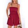 imageBTFBM Summer Rompers For Women 2026 Casual One Piece Spaghetti Strap Sleeveless Shorts Jumpsuit Beach Vacation OutfitsRed
