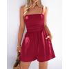 imageBTFBM Summer Rompers For Women 2026 Casual One Piece Spaghetti Strap Sleeveless Shorts Jumpsuit Beach Vacation OutfitsRed