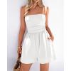 imageBTFBM Summer Rompers For Women 2026 Casual One Piece Spaghetti Strap Sleeveless Shorts Jumpsuit Beach Vacation OutfitsWhite