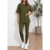 imageBTFBM Two Piece Lounge Set Women 2026 Spring Casual Oversized Shirts Leggings Matching Workout Airport Travel OutfitsArmy Green