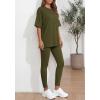 imageBTFBM Two Piece Lounge Set Women 2026 Spring Casual Oversized Shirts Leggings Matching Workout Airport Travel OutfitsArmy Green