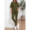 imageBTFBM Two Piece Lounge Set Women 2026 Spring Casual Oversized Shirts Leggings Matching Workout Airport Travel OutfitsArmy Green