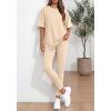 imageBTFBM Two Piece Lounge Set Women 2026 Spring Casual Oversized Shirts Leggings Matching Workout Airport Travel OutfitsBeige