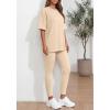 imageBTFBM Two Piece Lounge Set Women 2026 Spring Casual Oversized Shirts Leggings Matching Workout Airport Travel OutfitsBeige