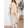 imageBTFBM Two Piece Lounge Set Women 2026 Spring Casual Oversized Shirts Leggings Matching Workout Airport Travel OutfitsBeige