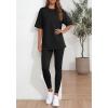 imageBTFBM Two Piece Lounge Set Women 2026 Spring Casual Oversized Shirts Leggings Matching Workout Airport Travel OutfitsBlack