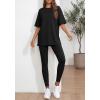 imageBTFBM Two Piece Lounge Set Women 2026 Spring Casual Oversized Shirts Leggings Matching Workout Airport Travel OutfitsBlack