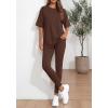 imageBTFBM Two Piece Lounge Set Women 2026 Spring Casual Oversized Shirts Leggings Matching Workout Airport Travel OutfitsBrown