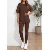imageBTFBM Two Piece Lounge Set Women 2026 Spring Casual Oversized Shirts Leggings Matching Workout Airport Travel OutfitsBrown