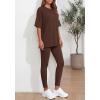 imageBTFBM Two Piece Lounge Set Women 2026 Spring Casual Oversized Shirts Leggings Matching Workout Airport Travel OutfitsBrown