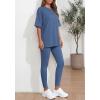 imageBTFBM Two Piece Lounge Set Women 2026 Spring Casual Oversized Shirts Leggings Matching Workout Airport Travel OutfitsGrey Blue