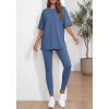 imageBTFBM Two Piece Lounge Set Women 2026 Spring Casual Oversized Shirts Leggings Matching Workout Airport Travel OutfitsGrey Blue