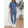 imageBTFBM Two Piece Lounge Set Women 2026 Spring Casual Oversized Shirts Leggings Matching Workout Airport Travel OutfitsGrey Blue