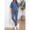 imageBTFBM Two Piece Lounge Set Women 2026 Spring Casual Oversized Shirts Leggings Matching Workout Airport Travel OutfitsGrey Blue