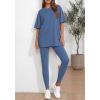 imageBTFBM Two Piece Lounge Set Women 2026 Spring Casual Oversized Shirts Leggings Matching Workout Airport Travel OutfitsGrey Blue