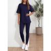 imageBTFBM Two Piece Lounge Set Women 2026 Spring Casual Oversized Shirts Leggings Matching Workout Airport Travel OutfitsNavy Blue