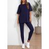 imageBTFBM Two Piece Lounge Set Women 2026 Spring Casual Oversized Shirts Leggings Matching Workout Airport Travel OutfitsNavy Blue