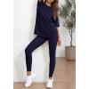 imageBTFBM Two Piece Lounge Set Women 2026 Spring Casual Oversized Shirts Leggings Matching Workout Airport Travel OutfitsNavy Blue