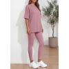 imageBTFBM Two Piece Lounge Set Women 2026 Spring Casual Oversized Shirts Leggings Matching Workout Airport Travel OutfitsPink