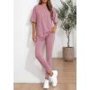 imageBTFBM Two Piece Lounge Set Women 2026 Spring Casual Oversized Shirts Leggings Matching Workout Airport Travel OutfitsPink