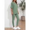 imageBTFBM Two Piece Lounge Set Women 2026 Spring Casual Oversized Shirts Leggings Matching Workout Airport Travel OutfitsSage Green