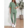 imageBTFBM Two Piece Lounge Set Women 2026 Spring Casual Oversized Shirts Leggings Matching Workout Airport Travel OutfitsSage Green