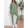 imageBTFBM Two Piece Lounge Set Women 2026 Spring Casual Oversized Shirts Leggings Matching Workout Airport Travel OutfitsSage Green