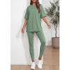 imageBTFBM Two Piece Lounge Set Women 2026 Spring Casual Oversized Shirts Leggings Matching Workout Airport Travel OutfitsSage Green
