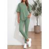 imageBTFBM Two Piece Lounge Set Women 2026 Spring Casual Oversized Shirts Leggings Matching Workout Airport Travel OutfitsSage Green