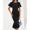 imageBTFBM Women Formal Wedding Guest Cocktail Dresses 2026 Short Sleeve Ruffle Mermaid Work Bodycon Elegant Midi Summer DressBlack