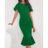 imageBTFBM Women Formal Wedding Guest Cocktail Dresses 2026 Short Sleeve Ruffle Mermaid Work Bodycon Elegant Midi Summer DressGreen