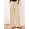 imageBTFBM Women Wide Leg Pants High Waisted Spring 2026 Business Casual Outfits Slacks Trousers Dressy Palazzo Pants PocketsBeige