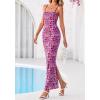 imageBTFBM Womens Maxi Dress 2026 Spring Floral Sexy Spaghetti Straps Sleeveless Bodycon Summer Beach Wedding Guest DressesDark Purple Print