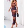 imageBTFBM Womens Maxi Dress 2026 Spring Floral Sexy Spaghetti Straps Sleeveless Bodycon Summer Beach Wedding Guest DressesDark Red Print