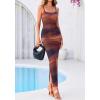 imageBTFBM Womens Maxi Dress 2026 Spring Floral Sexy Spaghetti Straps Sleeveless Bodycon Summer Beach Wedding Guest DressesDark Red Print