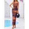 imageBTFBM Womens Maxi Dress 2026 Spring Floral Sexy Spaghetti Straps Sleeveless Bodycon Summer Beach Wedding Guest DressesDark Red Print